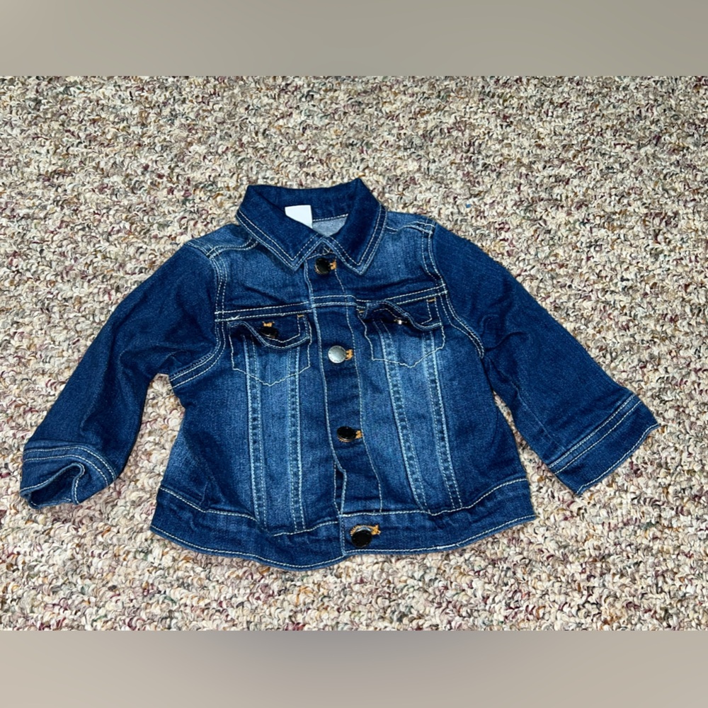 Little Me Baby Denim Jacket 9M Blue Long Sleeve‎ Button Up Collared 9 months